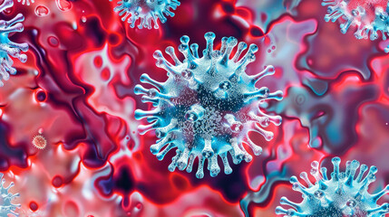 Fototapeta na wymiar This is a microscopic view of the new coronavirus. It is a microscopic virus, causing flu-like symptoms.