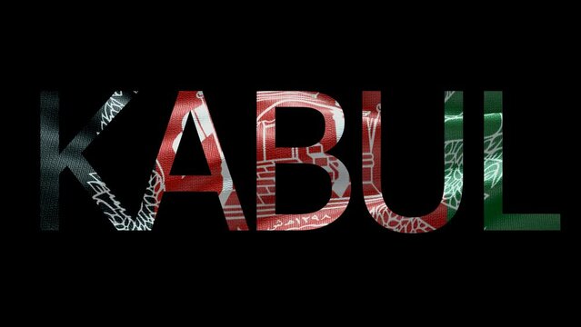Kabul Name on Transparent Background. Waving Flag