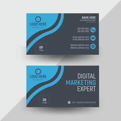 Double-sided creative Blue vector business card or Visiting card design.Modern and simple business card design.