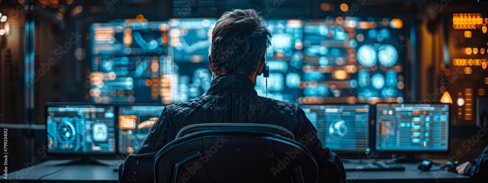 Aufkleber cyber defense tactics in a digital war game - cybersecurity experts using advanced tools to protect 