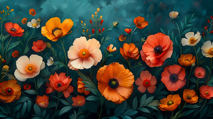 Wildflower Bouquet Illustration - Blank Space for Text or Frame