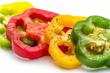 set of bell pepper red, green and yellow cutout isolated on transparent (PNG) background