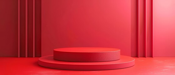 The image is a red podium on a red background. The podium is empty and there is nothing else in the image.