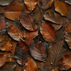 Seamless abstract leather leaves pattern background