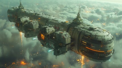 Futuristic megastructures in space, showcasing colossal space stations or orbital habitats