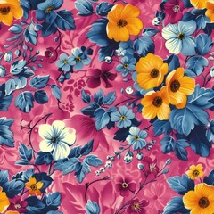 Seamless vintage style flowers decoration background
