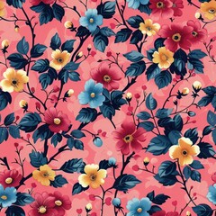 Seamless vintage style flowers decoration background