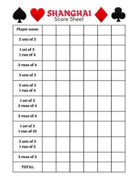 SHANGHAI Rummy Score Sheet Printable PNG Instant Download SHANGHAI Rummy Cards Game Tracker | SHANGHAI Rummy score card | SHANGHAI Rummy Scoring pad