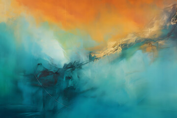 Solitary Seabreeze Sigh, abstract landscape art, painting background, wallpaper, generative ai