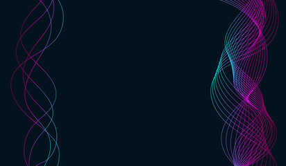 dark abstract background Modern technology style and flow waves Vector illustration