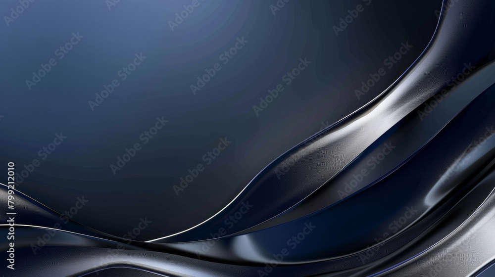Poster sophisticated background with elegant deep blue waves and sleek metallic sheen