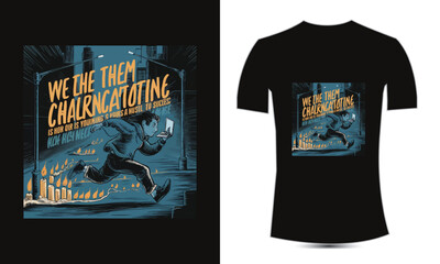Print Typography and Vector T-Shirt Design Template.