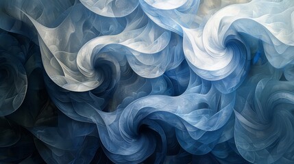 Blue and white smoke flowing in the air. - obrazy, fototapety, plakaty
