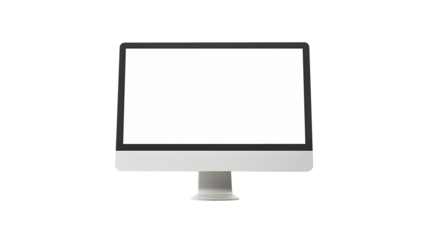A computer monitor with a black screen and a white background