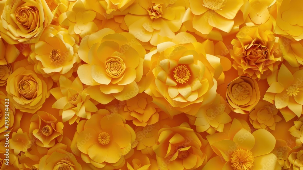 Poster a yellow flower arrangement with many flowers. the flowers are yellow and arranged in a way that cre