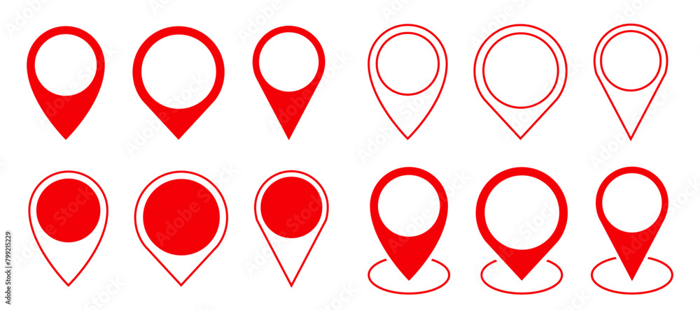 Poster Pin map marker pointer set icons, GPS location flat symbols – vector