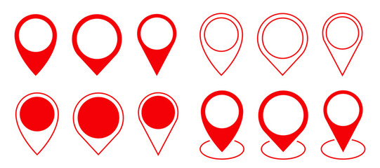 Pin map marker pointer set icons, GPS location flat symbols – vector