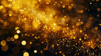 Warm, shimmering abstract background with sparkling golden bokeh lights