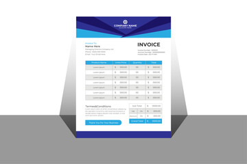 Minimal Corporate Business Invoice design template vector illustration bill form price invoice. Creative invoice template vector. business stationery design payment agreement design template