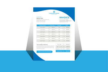 Minimal Corporate Business Invoice design template vector illustration bill form price invoice. Creative invoice template vector. business stationery design payment agreement design template