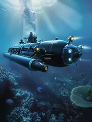 deep sea exploration submersible equippedunderwater research technology
