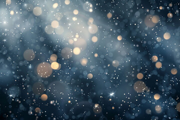 Fototapeta premium Cool Gray Bokeh Lights and Sparkling Dust on Modern Abstract Background, Realistic High-Definition Capture