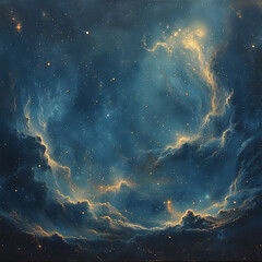 Obraz premium Stellar Night Sky Illustration - Vintage Canvas Background