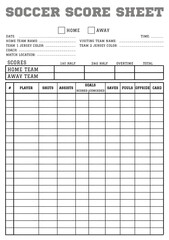 Soccer Score Sheet Printable PNG Instant Download Soccer Game Tracker | Soccer score card | Soccer Scoring pad