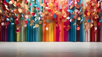 a colorful display of colored pencils and a wall of colored pencils