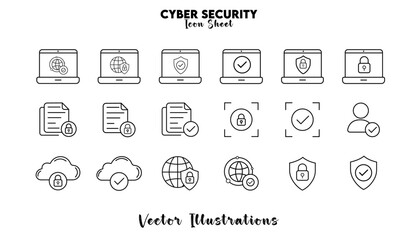 18 free Cyber Security vector line icon set. Thin line design. Modern outline graphic elements, simple stroke symbols. Computer security icons, isolated on a white background.