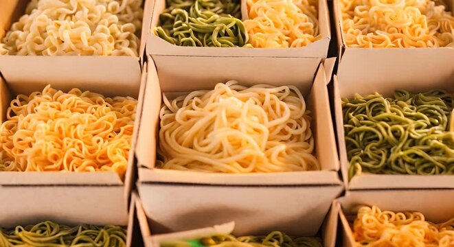 Box with fresh pasta.