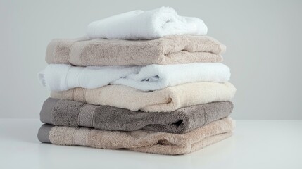 Obraz na płótnie Canvas Fresh Towels on White Background Generative AI