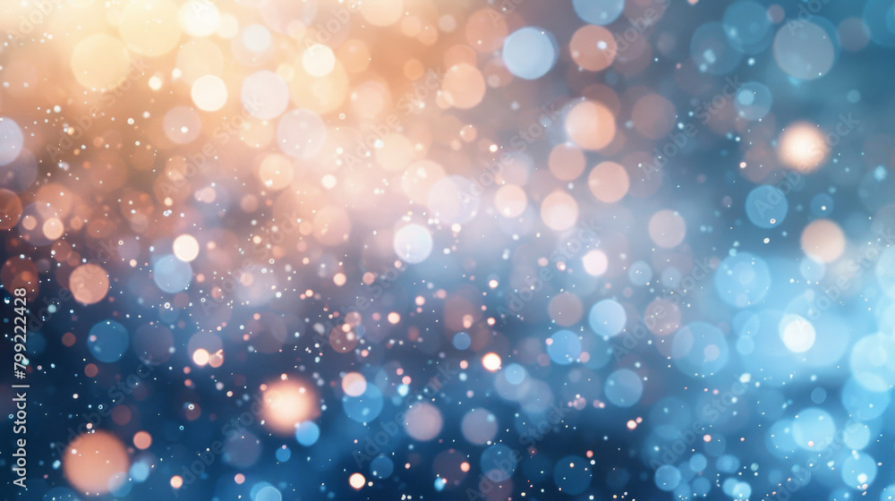 Poster vibrant abstract background with a sparkling bokeh effect in blue and orange tones