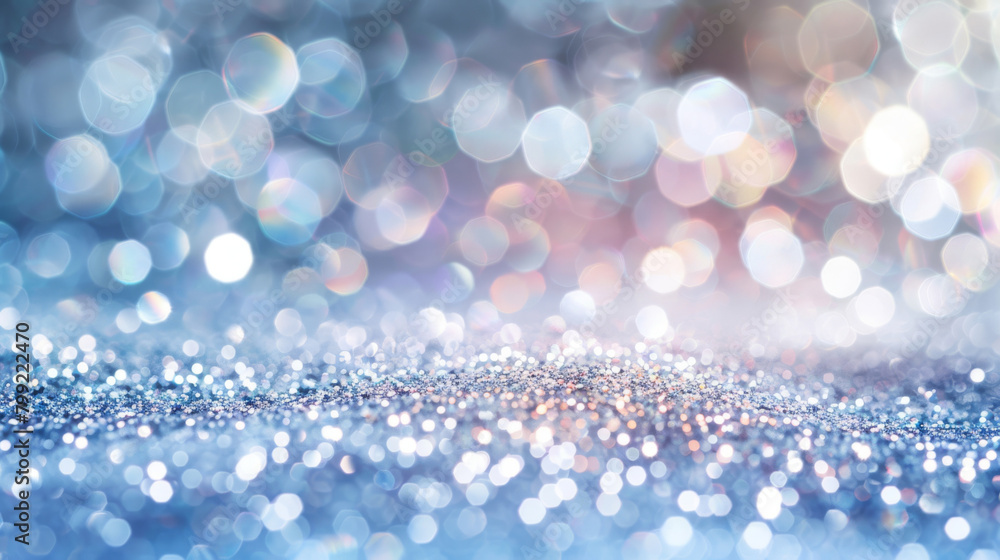 Poster sparkling blue gradient backdrop with light bokeh effect, ideal for elegant designs