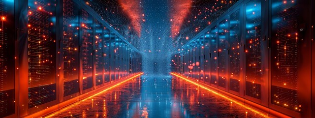 Fototapeta premium Quantum Computing in Weather Prediction - Quantum Computer Processing Climate Data, Visualizing Weather Patterns in 3D