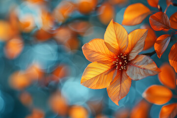 tree flower created from several leaves, during autumn