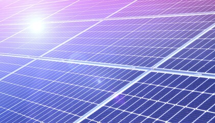 solar panel background with sun flare light for business