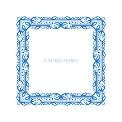 Vintage square frame with romantic floral ornament. Filigree geometric design elements and ornamental page decoration