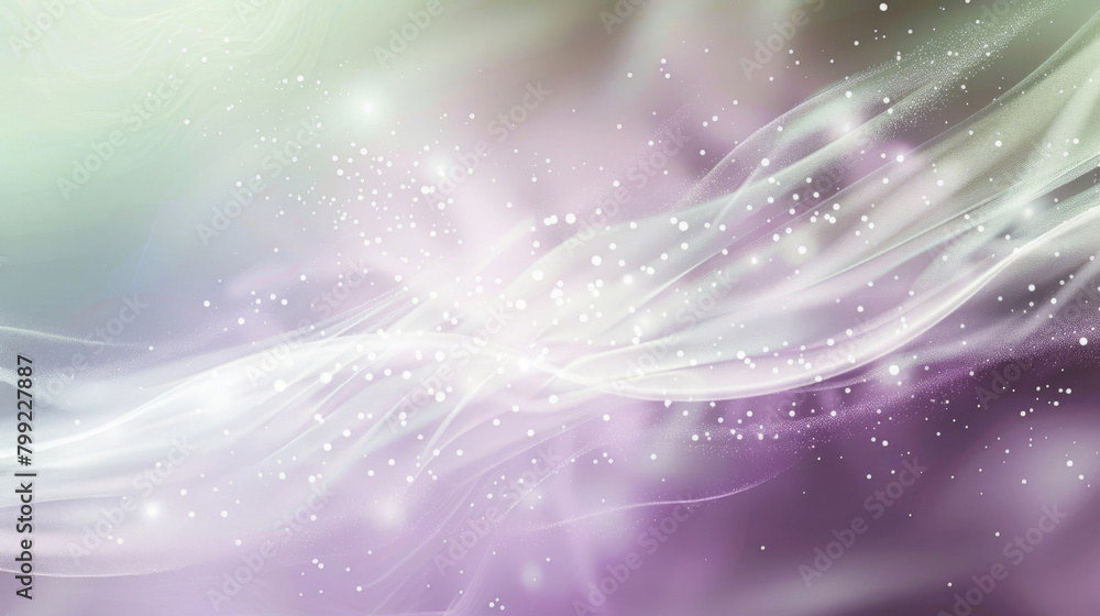 Poster Gentle waves and sparkling dust particles in pastel tones create an abstract background