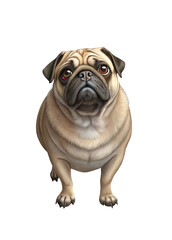 Fototapeta premium Cute pug dog, expressive gesture and pose transparent background