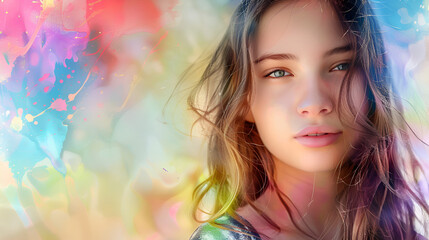 Portrait of Dreams: Colorful Imagination"
, "Ethereal Beauty: A Whimsical Aura"
