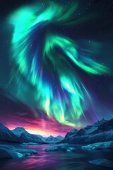 The aurora borealis, also known as the northern lights, is a natural phenomenon that creates a beautiful light display that can be seen in various colors, including green, pink, an
