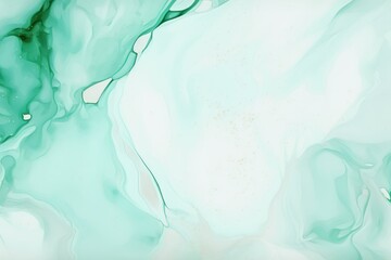 Mint green art abstract paint blots background with alcohol ink colors marble texture blank empty pattern with copy space for product design or text 