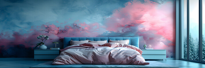 Luxurious Bedchamber with Soft Pink and Violet Accents for a Relaxing Atmosphere