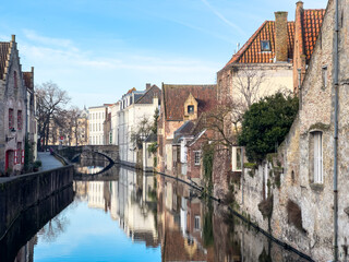Belgium historic building view famous place to tourism, Bruges, Belgium historic canals at daytime