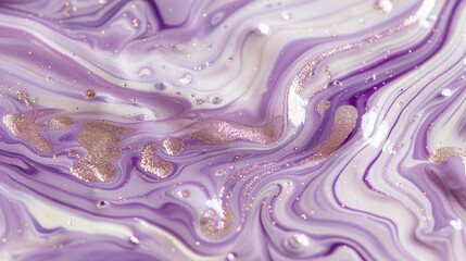 Ethereal lavender marble ink meanders softly over a vibrant abstract backdrop, speckled with...