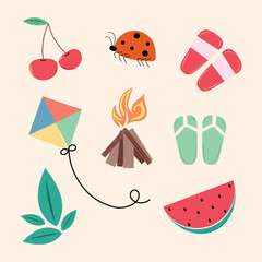 Vintage summer elements. Camp summer elements