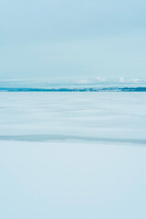 A frozen Lake Mjosa seen from Totenvika.