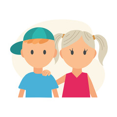 Siblings. Couple of little boy and girl. Brothers and sisters day celebration. Vector illustration.