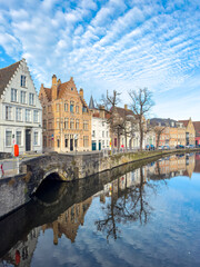 Belgium historic building view famous place to tourism, Bruges, Belgium historic canals at daytime